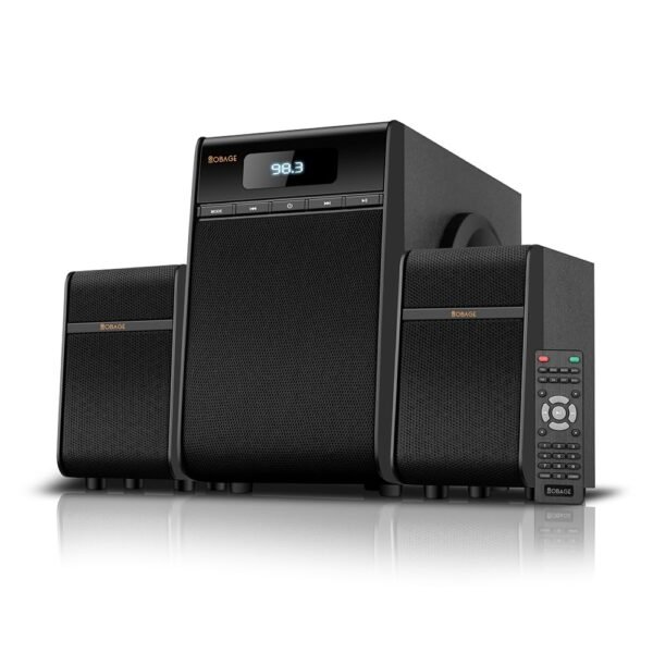 OBAGE Essential-5 2.1 Home Theatre System | 80W Output | HDMI ARC | Digital Bass & Treble Control | Bluetooth 5.3, USB, FM, AUX | Deep Bass Surround Sound for TV, Music & Movies