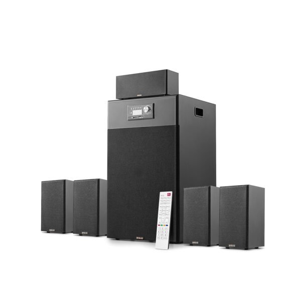 OBAGE Newly Launched Home Theatre System with 200 W Surround Sound 5.1 CH, 8" Wired Subwoofer, HDMI (ARC), BT v5.3, Multi-Channel Volume Control (Dark Black)