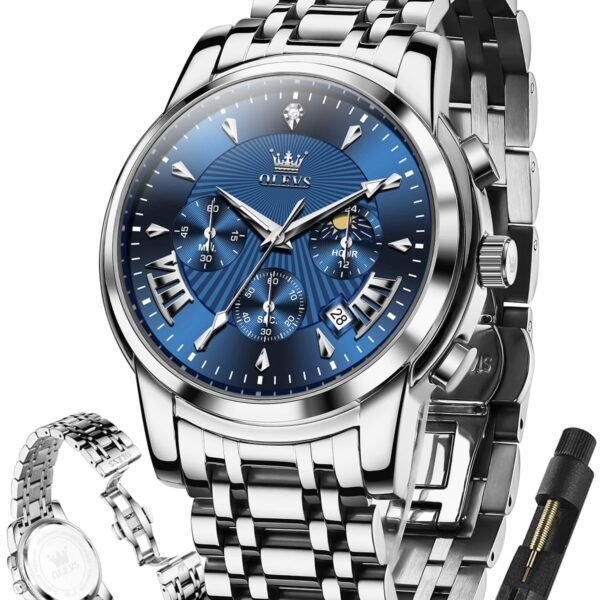 OLEVS Watch for Men Original Chronograph Analog Quartz Waterproof Watch Luxury Premium Businesse Diamond Mens Dress Watches