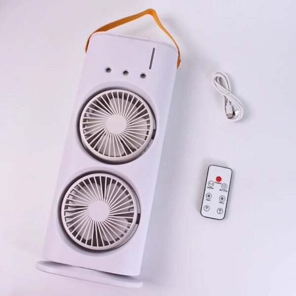 Oblivion Air Cooler for Room Cooling – Portable Fan with -Color LED Light, Mini Evaporative AC Fan Cooling with Timer, Wind Speed & Spray Modes for Home, Office & Desk Use (Double Spray Mist Fan)