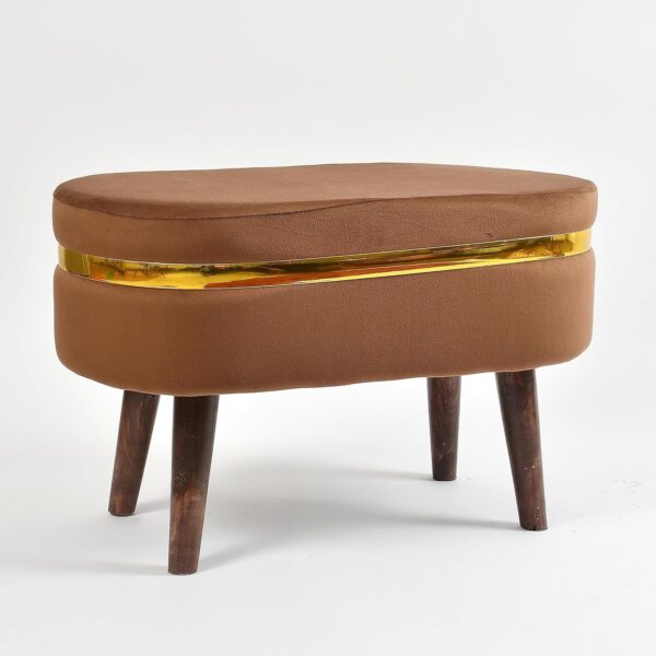 Ottoman Pouffe Bench Stool for Living Room Side Sitting Wooden Benches, Bedroom Velvet Poof Footstool Pouf Upholstered Small Patio Bench, 13x25x40 cm, Brown