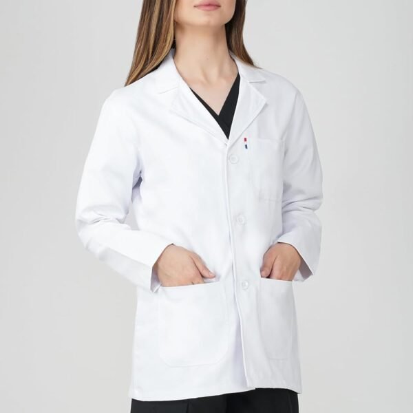 PRAGATI TRENDS Women’s Lab Coat Full Sleeves – Polycotton Blend, Button Closure, Long Sleeve, White – Medical, Doctor, Dentist, Hospital Use