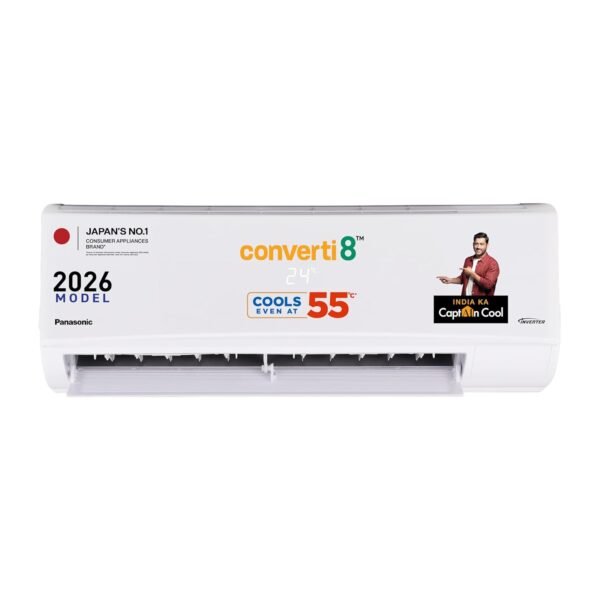 Panasonic 1.0 Ton 3 Star Inverter Split AC (Smart Auto Cool, Higher Airflow, 55°C Oper., Crystal Clean, Copper Cond.,8in1 Convertible,2-Way,Powerful Mode,PM0.1 Filter,CS/CU-SU12BKY3T,2026 Model,White)