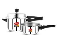 Pigeon by Stovekraft Stainless Steel Pressure Cooker Combo with Induction Base, Outer Lid 2 Liter and 3 Liter - 12710 (Silver)