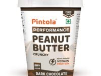 Pintola Dark Chocolate Performance Series Peanut Butter (Crunchy) - 1kg | Vegan Protein | 26% Protein | High Protein & Source of Fiber