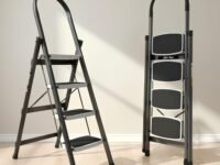 Plantex Steel 4 Step Ladder for Home/Wide Anti Skid 4 Step Ladder Foldable/5 Year Manufacturer Warranty By Plantex (Gray & White)