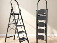 Plantex Steel 5 Step Ladder for Home/Wide Anti Skid 5 Step Ladder Foldable/5 Year Manufacturer Warranty By Plantex (Gray)