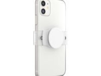 PopSockets Phone Grip Slide for Phones and Cases, Sliding Phone Grip with Expanding Kickstand, Square Edges - White