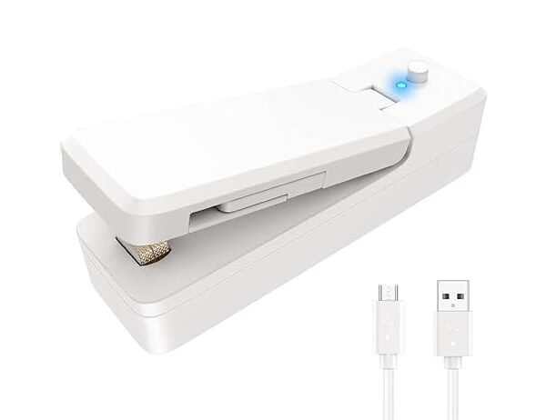 Portable Mini Sealing Machine 2 in 1 USB Rechargeable Magnetic Bag Sealer Heat Seal with Cutter, Plastic Bags Packing Machine Home Appliances (USB Sealer)