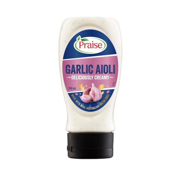Praise Creamy Garlic Aioli Salad Dressing 250 ml - Rich & Smooth Dip/Dressing