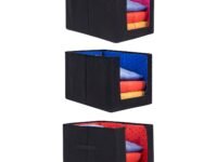 PrettyKrafts Combo of 3 Non Woven Shirt Stacker/Cloth Organizer for Storage/Closet & Wardrobe Organizer for Storage/Foldable Shirt Organizer Cloth Storage Box (Multicolor, 26x40x26 cm)