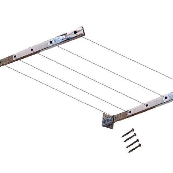 Q1 Beads Stainless Steel Clothes Drying Stand Foldable for Wall Mounted/Cloth Drying Rack/Clothes Hanger for Home Or Balcony with 33 Feet Rope & Screws (Chrome,5 Layers, 15 inches)