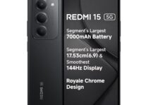 Redmi 15 5G Midnight Black 6GB + 128GB | Segment's Largest 7000mAhA Battery | Segment's Largest Display 17.53cm(6.9) Up to 144Hz | Snapdragon 6s Gen 3 | 18W Reverse Charging | 50MP AI Dual Camera