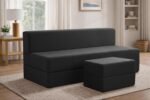 Rosebell Foldable Sofa-Cum-Bed with Ottoman | 3-in-1 Convertible Sofa, Lounger & Bed-6x6 Feet Four Seater- Perfect for Home & Office -Black
