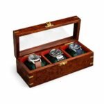 Royal Craft Expertise Wooden Watch Box for Men and Women, 3 Slot Watch Organizer Display Case with Hinged Lid – Grey Watch Storage Box for Christmas, Valentine’s Day & Father’s Day