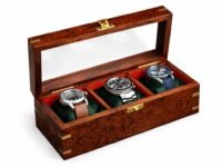 Royal Craft Expertise Wooden Watch Box for Men and Women, 3 Slot Watch Organizer Display Case with Hinged Lid – Grey Watch Storage Box for Christmas, Valentine’s Day & Father’s Day
