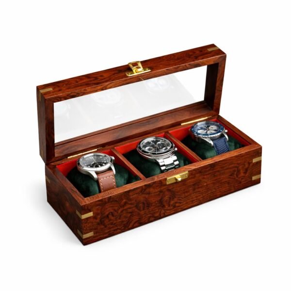 Royal Craft Expertise Wooden Watch Box for Men and Women, 3 Slot Watch Organizer Display Case with Hinged Lid – Grey Watch Storage Box for Christmas, Valentine’s Day & Father’s Day