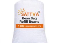 SATTVA Bean Bag Refill Pack 1 KG for Bean Bag, Sofa, Pouffes | High Density Beans Fillers for Bean Bags | (White) (Sold only for Bean Bag Refilling Purposes, not to be Used Loose in Any Other Form)