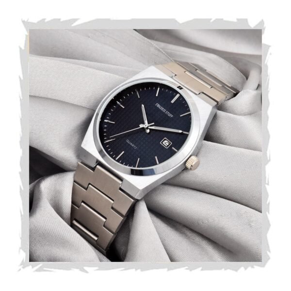SWADESI STUFF Stainless Steel Date Display Mens Wrist Analogue Watch, Dial-Color:Multicolour, Band Color:Silver