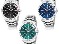 SWADESI STUFF Stainless Steel Pack of 3 Multicolor Dial Analogue Watch for Men and Boys, Silver Band