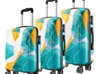 Safari Luma Neo 8 Wheels Set of 3 (Cabin + Medium + Large) Trolley Bags, Hard Case Printed Polycarbonate, 360 Degree Wheeling Luggage, Suitcase for Travel, Trolley Bags for Travel, Multicolour