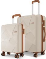 Safari Pentagon Pro 8 Wheels Trolley Bags, Luxury Beige, Set of 2 ( 55 cm/65 cm ), Safari Pentagon Pro Set of 2, Check-in Trolley Bag Polypropylene 8 Wheels Luxury Beige