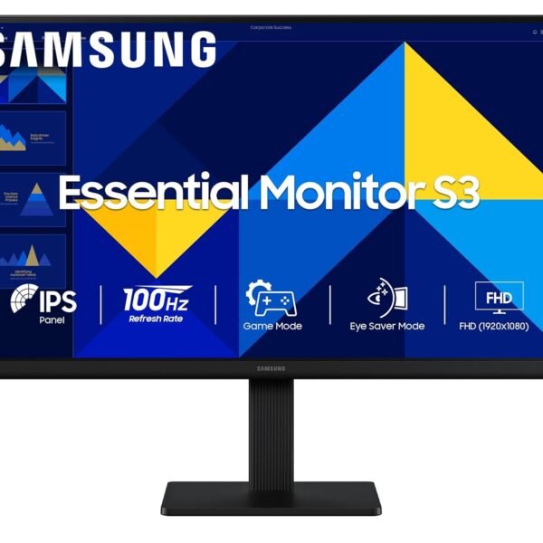 Samsung 24"(60.5 cm) Flat IPS Monitor|IPS Panel|FHD 1920 x 1080|100 Hz|New Super Slim Design|Ports-HDMI,VGA|Tilt Stand Feature -2˚ to 21˚|Game Mode|Eye Saver Mode|Wall Mountable|LS24D300GAWXXL|Black