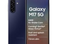 Samsung Galaxy M17 5G Mobile (Sapphire Black, 6GB RAM, 128GB Storage) | 50MP OIS Triple Camera | Gorilla Glass Victus | IP54 | 6 Gen OS Upgrades | AI | Gemini Live | Lag-Free Gaming | Without Charger