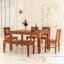 Solid Sheesham Wood Dining Table Set 6 Seater | Six Seater Dining Table 6 Seater with 4 Chairs & 1 Bench for Living Room | 6 Seater Dining Set for Hotel Restaurant Dinning Room|Honey
