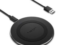 Spigen Wireless Charger 15w, for iPhone 17/16/15/14/13/12, Samsung Galaxy S26/S25/S24/S23/S22, OnePlus, Fast Charging, USB-A to C Cable Included, Non-MagSafe (PF2104) - Black