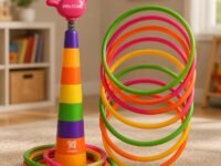 Storio 2 in 1 Ring Toss Game for Kids | Indoor Outdoor Fun Learning Activity Toy | Stacking Rings & Target Throw Game | Multicolor Plastic Toy for Baby | Birthday Gift for 1-5 Years