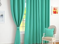 Story@Home 100% True Blackout Door Curtains 7 Feet Long Set of 1 | Plain Design | Room Darkening Curtain | Thermal Insulated Curtains for Living Room, Bedroom | (116 x 215 cm, Mint Green)