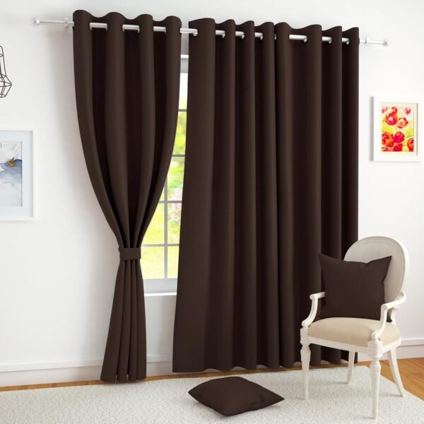 Story@Home 100% True Blackout Window Curtains 5 Feet Long Set of 1 | Solid Print | Room Darkening Curtain | Thermal Insulated Curtains for Living Room | (116 x 152 cm, Dark Brown)