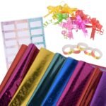 Suffix Retail ® - 25 PCS Gift Wrapping Sheets - Holographic Patterns - 40 Nametag Stickers, 30 Ribbons For Gift Packing & 2 Clear Tape | Gift Wrap Sheets - 45CM x 65CM (25)