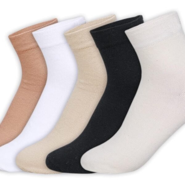 Supersox Ankle Socks for Women Made With Premium Cotton. Solid Design, Anti Odour & Anti Bacterial, Ideal for Daily Casual Wear/Gym/Office - Pack of 5, Free Size (Essentials)