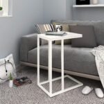 The 29520, C Shape Wooden Top Sofa Side End Laptop/Coffee/Snack Table (White, 48 L x 30 W x 62 cm H) Made in India!
