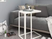 The 29520, C Shape Wooden Top Sofa Side End Laptop/Coffee/Snack Table (White, 48 L x 30 W x 62 cm H) Made in India!