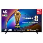 Toshiba 164 cm (65 Inches) 4K Ultra HD Smart LED Google TV | Dolby Atmos, HDR10 | 30W Powerful Speakers | AI 4K Upscaling | Super Bright Panel | Google Assistant | Voice Control | 65E350RP (Black)