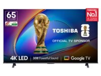 Toshiba 164 cm (65 Inches) 4K Ultra HD Smart LED Google TV | Dolby Atmos, HDR10 | 30W Powerful Speakers | AI 4K Upscaling | Super Bright Panel | Google Assistant | Voice Control | 65E350RP (Black)