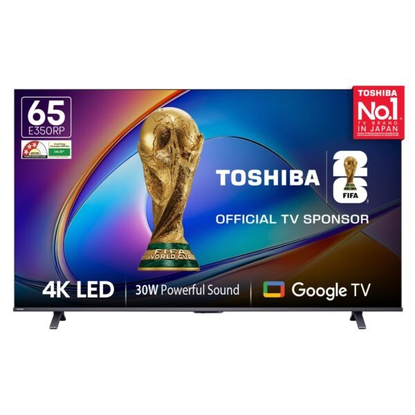 Toshiba 164 cm (65 Inches) 4K Ultra HD Smart LED Google TV | Dolby Atmos, HDR10 | 30W Powerful Speakers | AI 4K Upscaling | Super Bright Panel | Google Assistant | Voice Control | 65E350RP (Black)