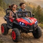 Toyzone Velocity Electric Jeep (Red) | 12V Rechargeable Ride on with 8Ah Battery | Music Player with BT, USB & AUX | Smooth Acceleration | 6M Battery Warranty | Age 3-12 Years, Upto 50 kg