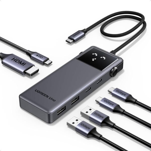 UGREEN Uno USB C Hub, 6-in-1 Type C Adapter with 4K@60Hz HDMI, 10Gbps 2×USB C& A 3.2 Data Ports, 100W Power Delivery for PC Laptop Phone Compatible with MacBook Air, iPad, iPhone 17/16 Series and More