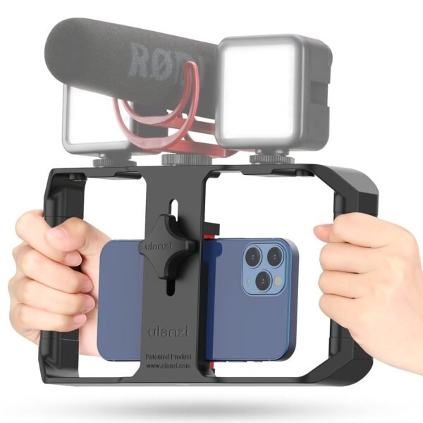 ULANZI U Rig Pro Smartphone Video Rig, Filmmaking Case, Phone Video Stabilizer Grip Tripod Mount for Videomaker Film-Maker Video-Grapher for iPhone Xs Xs Max Xr iPhone X 8 Plus Samsung, Black