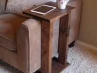 Umark Sofa Chair Arm Rest Tray Table Stand (Brown)(Wood)