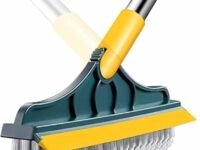 VYOOx Toilet Cleaning Brush with Wiper | 2-in-1 Bathroom Cleaning Brush | Long Handle Floor Scrub Brush for Tiles, Bathroom & Toilet Cleaning | Bathroom Cleaning Accessories