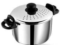 Vinod Stainless Steel Rice Pot with Strainer Lid - 4 L, 20cm | Noodles & Pasta Steamer, Rice Maker Cooker & Veggies Boiler with Locking Handles, 3-Layer SAS Induction Bottom, Small - 2 Year Warranty
