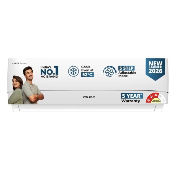 Voltas 1.5 ton 3 star,New star rated, Rating Inverter Split AC (Copper, Convertible 5-in-1 Cooling Mode, 2-Way Air Swing, Anti-dust Filter with Anti Microbial Coating, Auto Clean (183INV CAV, White)
