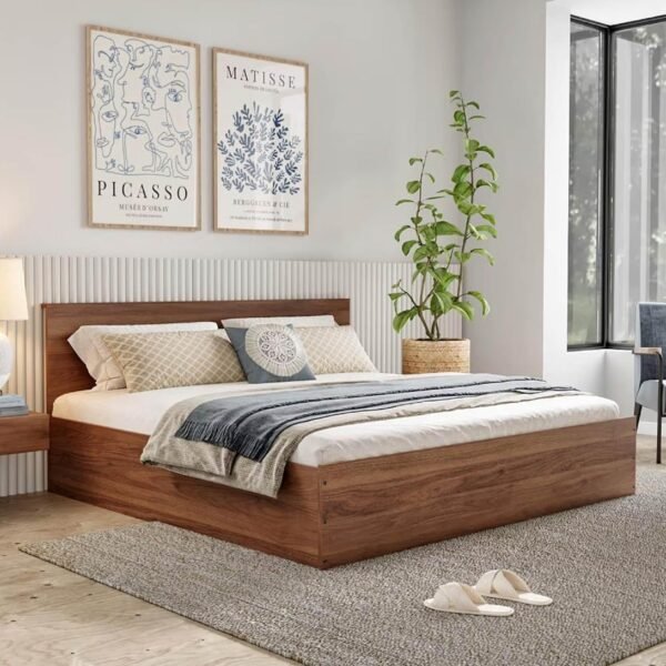 Wakefit Bed | King (78 X 72) Engineered Wood Bed with Storage, 1 Year Warranty | - Taurus - Columbian Walnut