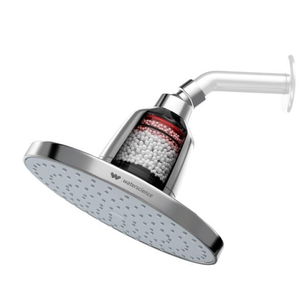 WaterScience CLEO Rain Shower Filter for Hard Water | Water Softener for Bathroom | 20.32 cm (8”) Chrome Shower Head without Shower Arm - CLEO SFR-923
