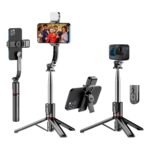 WeCool S6L Selfie Stick with Light in 6 Shade (3Colors 2Tones), 7 Section Telescopic Pole Extends to 44inch/112cm with Detachable Mobile Holder, Perfect Light Stick for Nightout Vlogging & Photos